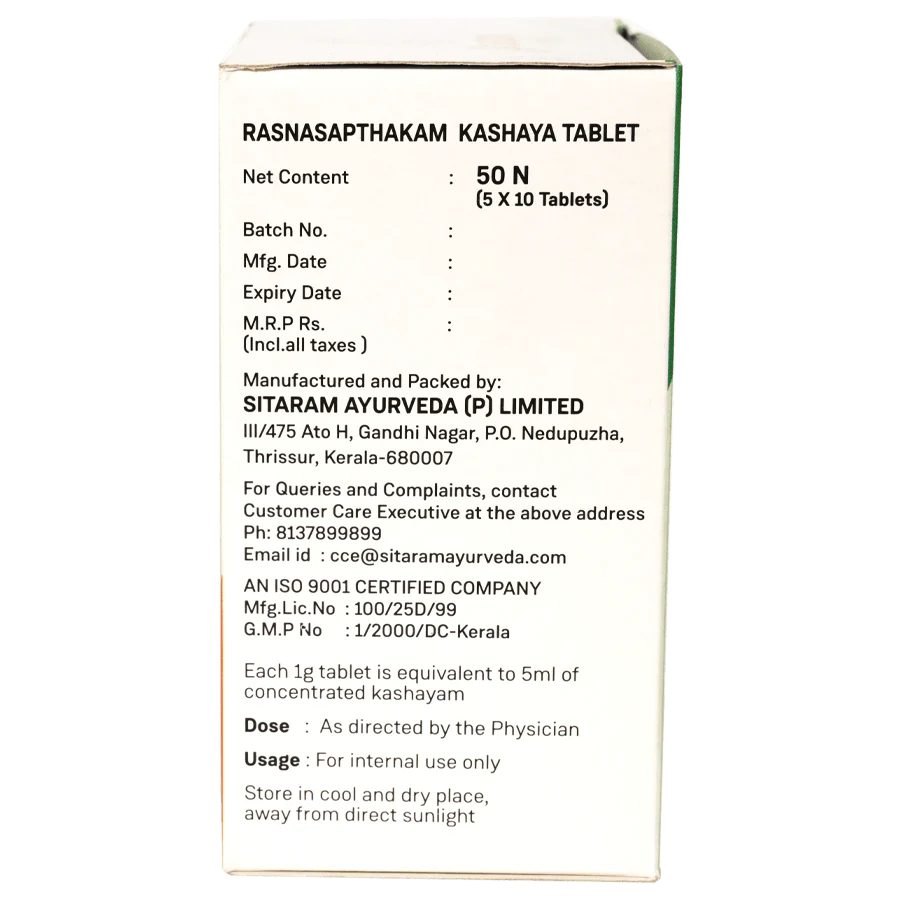 RASNASAPTAKAM KASHAYAM TABLET 50 NOS - Image 5