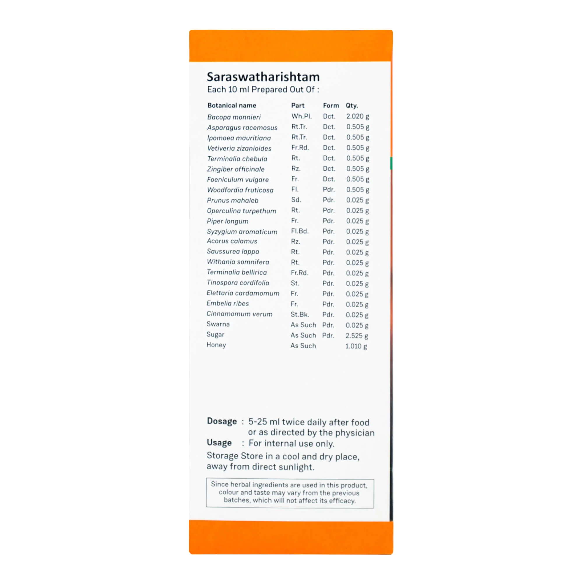 SARASWATHARISHTAM WITH GOLD 450 ML - Image 4